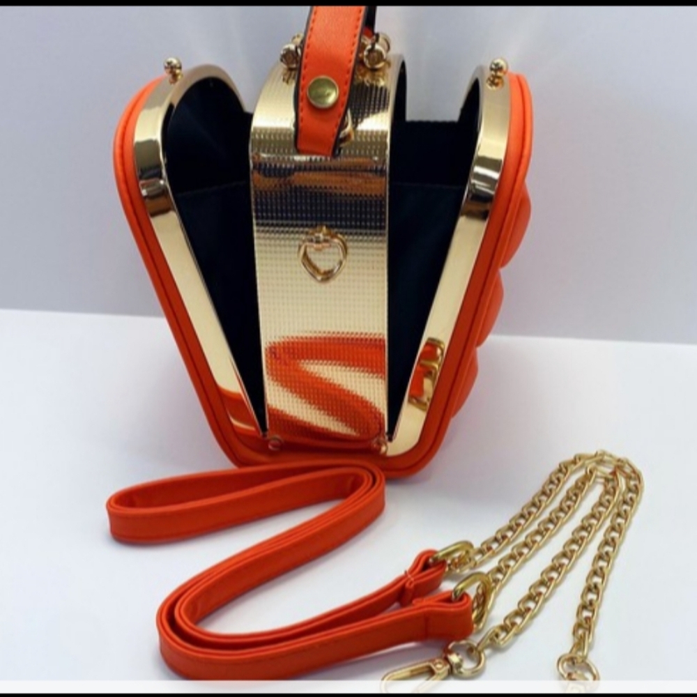 Orange Quilted Block-Accent Top Handle Bag - Picture 2 of 3